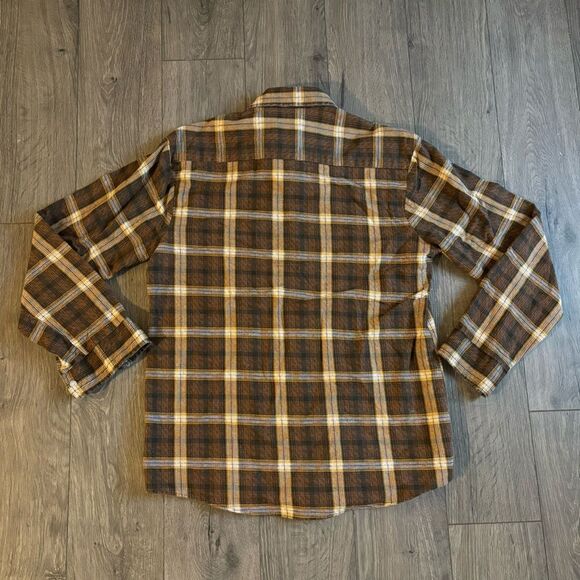 Vintage Ozark Trail Flannel Shirt Long Sleeve Button Up Brown Plaid Sz Medium - Picture 2 of 4